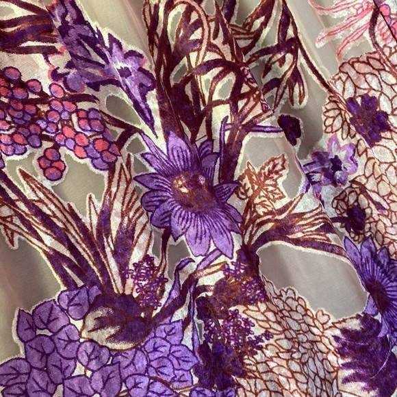 Ivy Jane velvet burnout blouse mock neck smocked chest and wrist hem - Picture 5 of 10